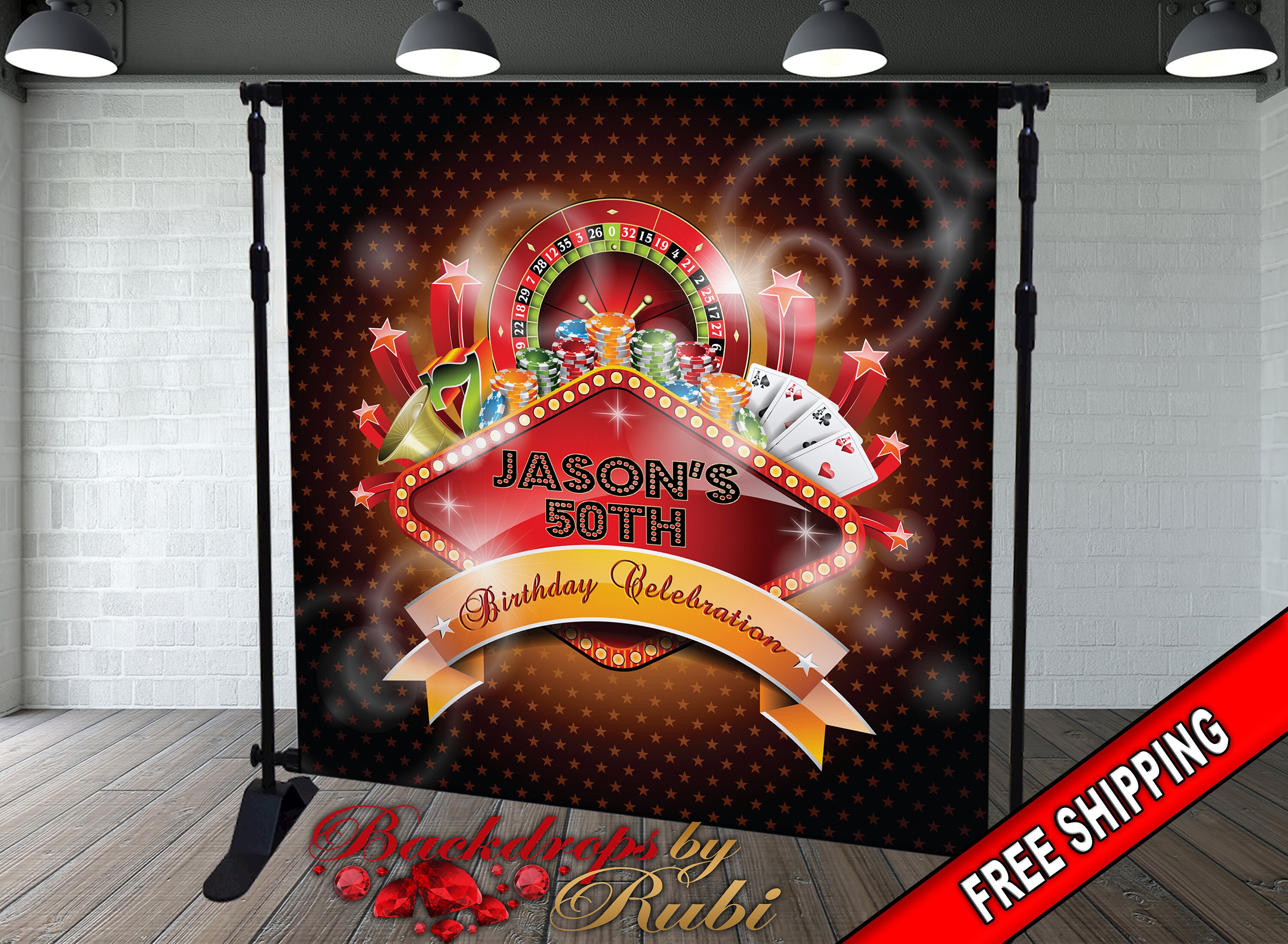 Casino Backdrop Casino Banner Casino Party Backdrop Casino Birthday Party Background Casino Step and Repeat Casino Mens