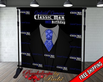 Classic Man Birthday Backdrop, Classic Man Step and Repeat Backdrop, 30th Birthday, 40th, 50th, 60th Backdrop, Men's Birthday Backdrop