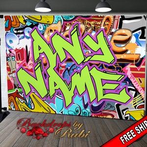 Graffiti Backdrop, Graffiti Banner, 80's 90's Hip Hop Rock Party Backdrop, Graffiti Theme Backdrop, 90s Party Studio Props, Hip Hop Banner