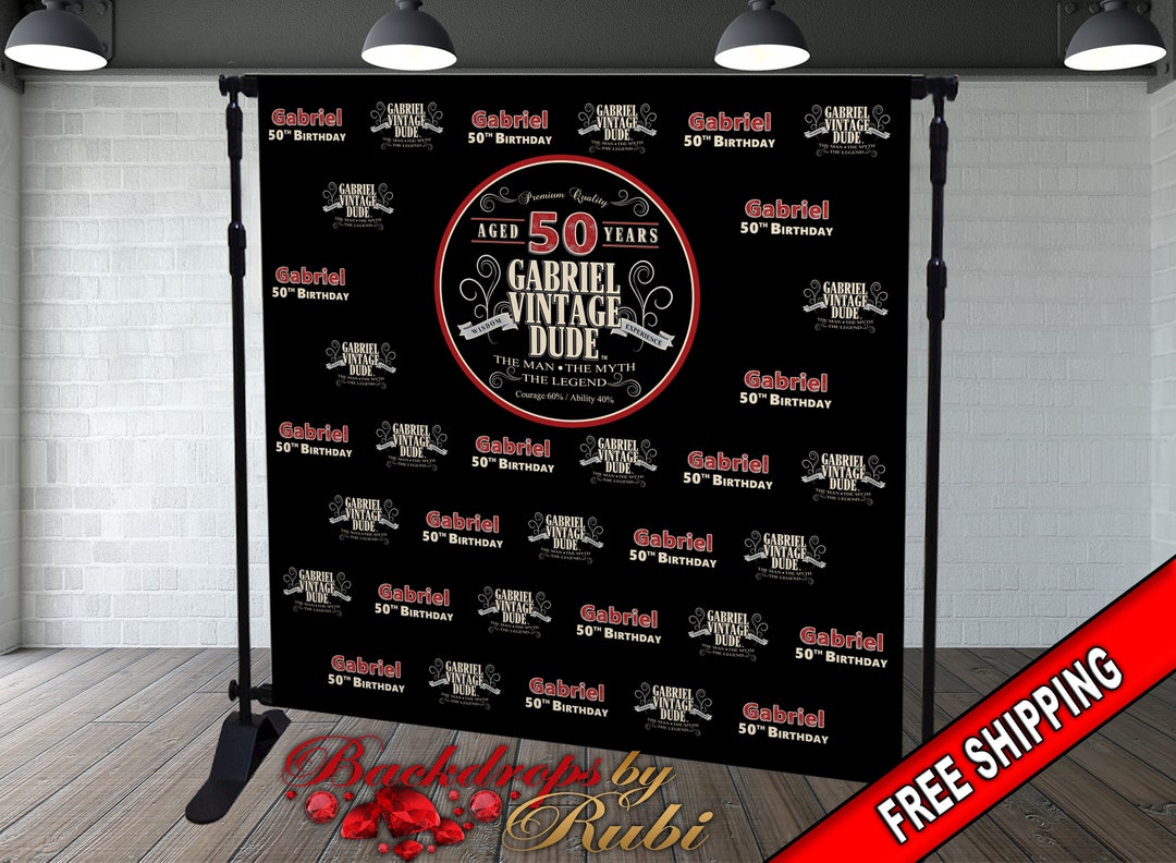 Vintage Dude Backdrop, 50th Birthday Backdrop, Aged to Perfection
