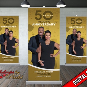 Wedding Anniversary Retractable, 50th Wedding Anniversary Retractable, Wedding Banner, Wedding Retractable Banner, Wedding  Pop Up Banner