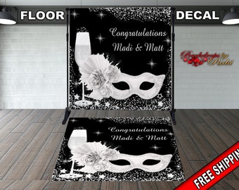 Masquerade Floor Decal, Masquerade Floor Sticker, Masquerade Decal, Masquerade backdrop, Masquerade Birthday, Masquerade White, Masquerade