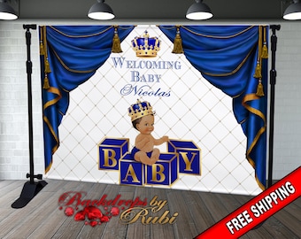 Royal Prince Theme Backdrop, Blue Crown Prince Backdrop, Royal Prince Baby Shower Photo Backdrop, Royal Blue Prince Backdrop, Little Prince