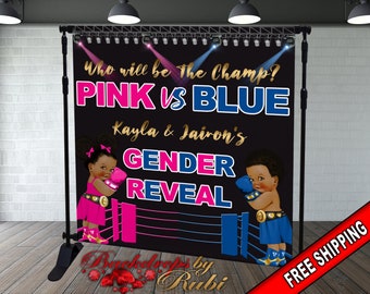 Boxing Gender Reveal Backdrop, Pink vs Blue Backdrop, Gender Reveal backdrop, Boy Or Girl, Gender Reveal Prince or Princess, Baby Boxer