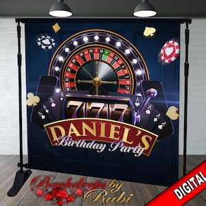 Birthday Casino Backdrop, Casino Banner, Casino Party Backdrop, Casino Birthday Party Background, Gambling Backdrop, Casino Men&#39;s Backdrop,