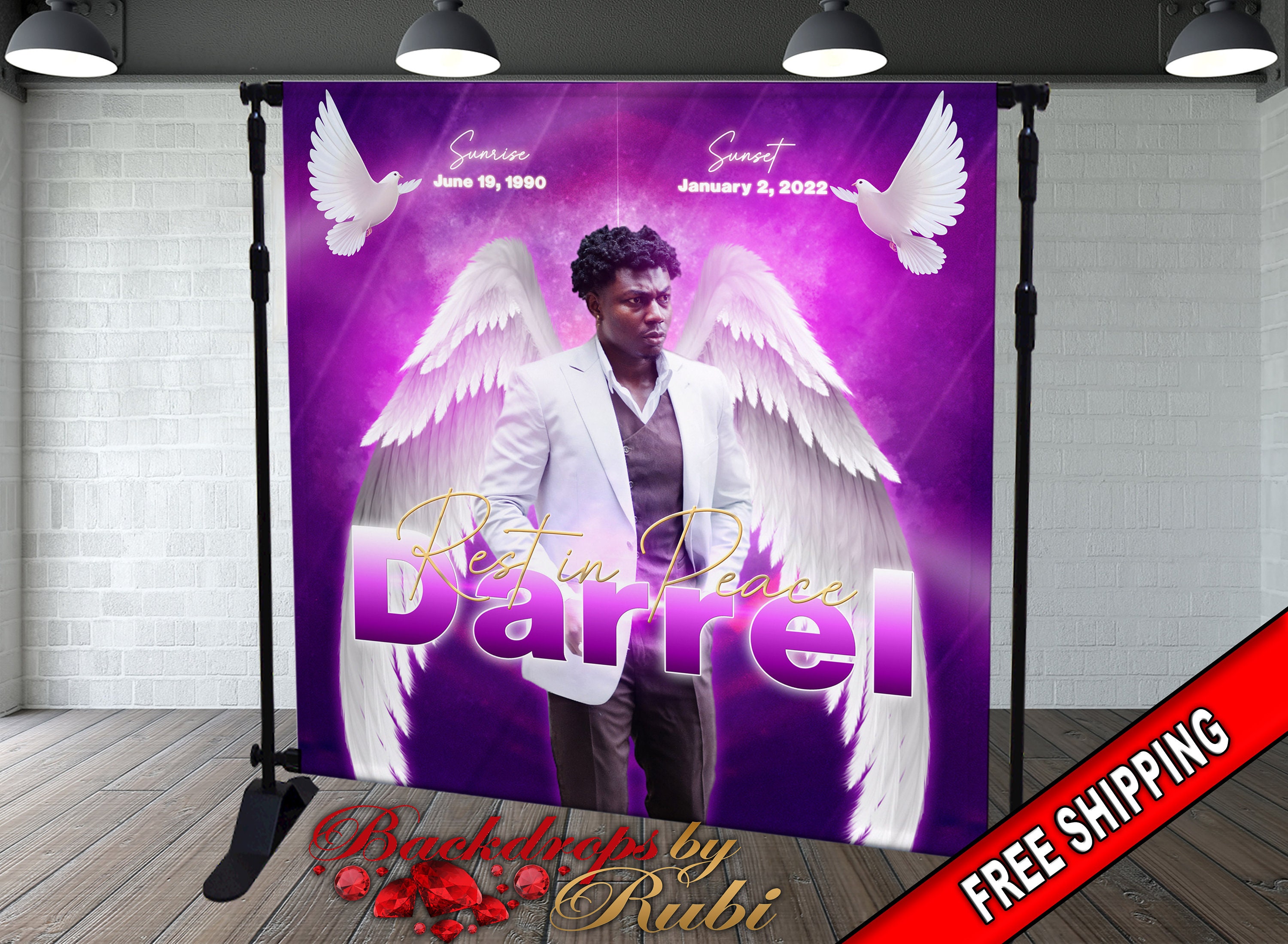 Memorial Backdrop, Funeral Backdrop, In Loving Memory backdrop