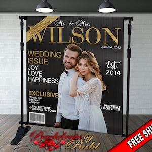 Magazine Cover Backdrop, Wedding Magazine Cover , Magazine Cover Banner, Wedding Magazine Backdrop, Wedding Backdrop, Wedding Photo Backdrop
