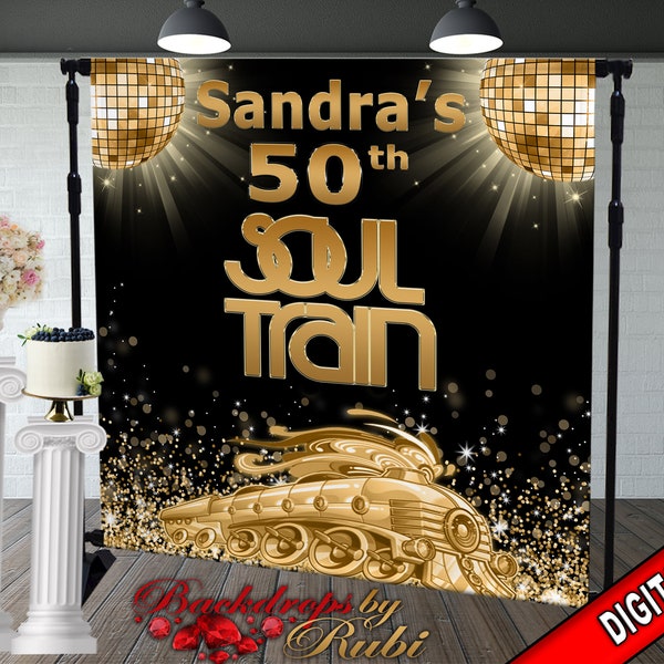 Soul Train Birthday Backdrop, Soul Train Gold  Backdrop, Soul Train Party, Soul Train Birthday Step and Repeat, Soul Train Banner