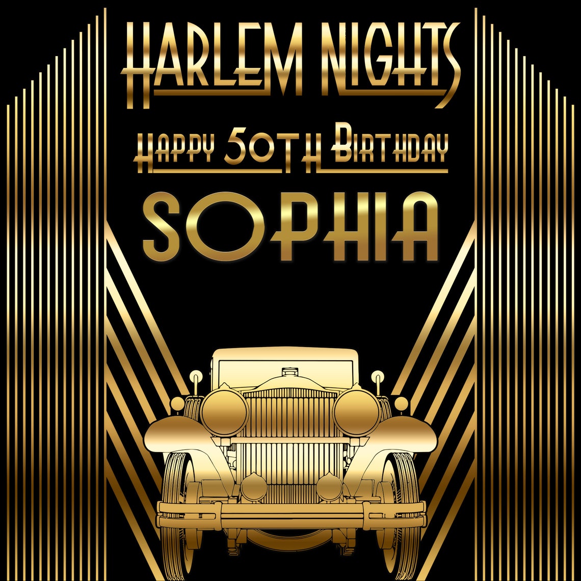 Harlem Nights Birthday Backdrop Harlem Nights Gold Backdrop - Etsy