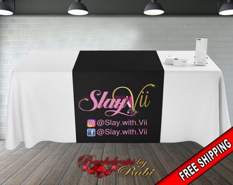 Custom Table Runner, Table Cover, Table Runner + Solid Color Throw Combo, Full Color Table Runner, Personalized Table Runner, Logo Runner