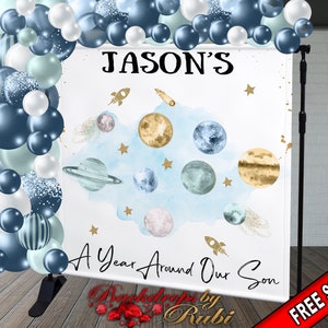 Outer Space Backdrop, Planets Backdrop, Around the Sun Backdrop, Space Birthday Backdrop, Space Banner, First Trip Around The Sun, Space