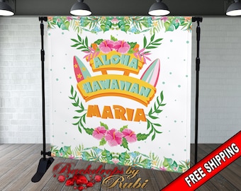 Hawaiian Backdrop, Aloha Luau Party, Hawaiian Luau Birthday Backdrop, Hawaiian Banner, Hawaiian Birthday Backdrop, Hawaiian Baby Shower