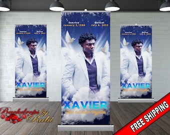 Memorial Retractable Banner, Funeral Banner, In Loving Memory Retractable, Memorial Banner, Happy Heavenly Birthday, Memorial Photo Backdrop
