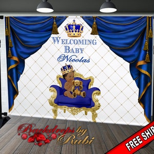 Royal Prince Theme Backdrop, Blue Crown Prince Backdrop, Royal Prince Baby Shower Photo Backdrop, Royal Blue Prince Backdrop, Little Prince