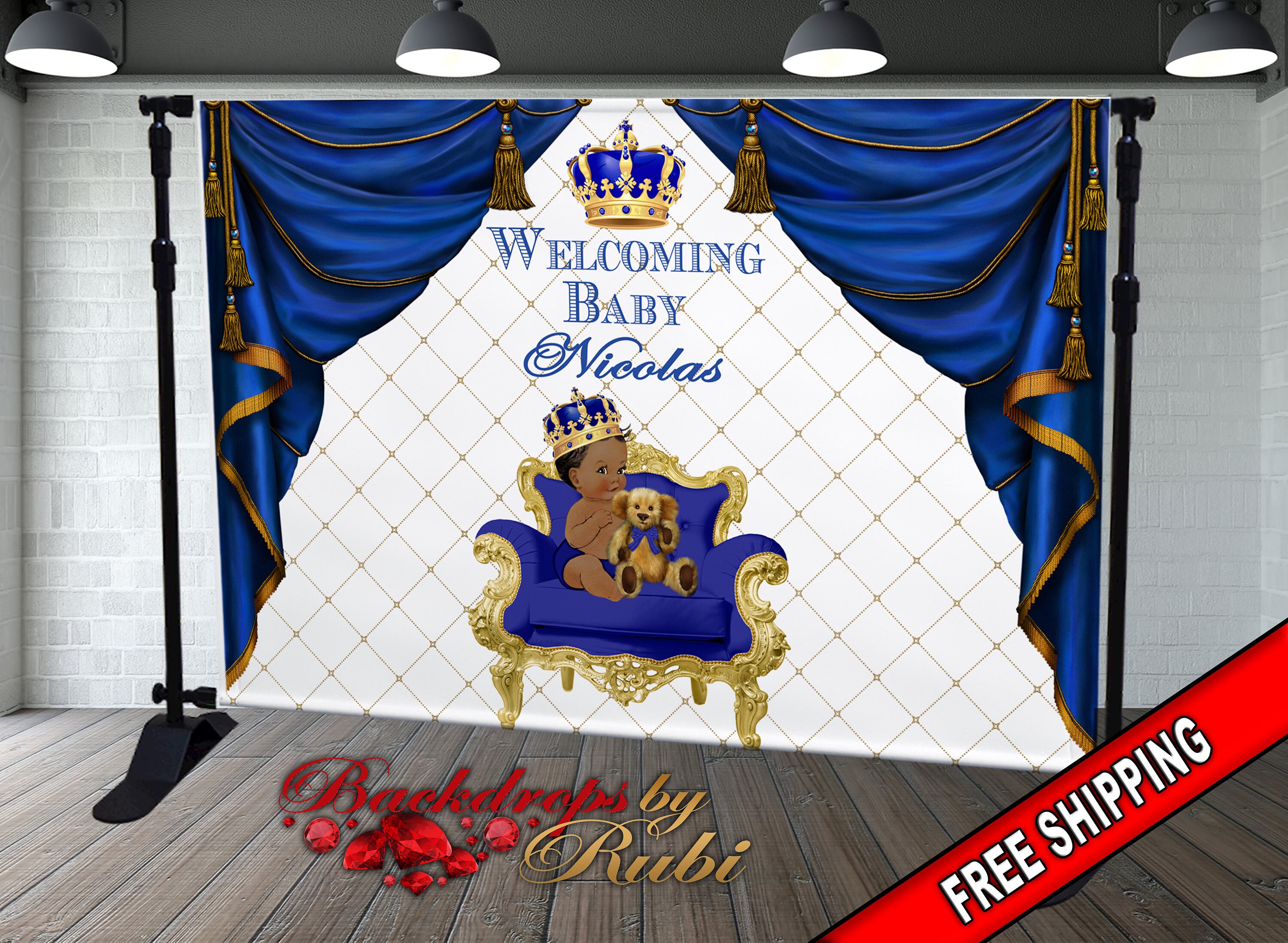 Royal Prince Theme Backdrop Blue Crown Prince Backdrop Royal Etsy UK
