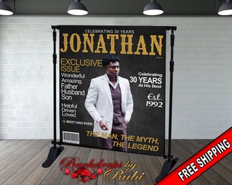 Magazine Cover Backdrop, Magazine Cover Birthday, Magazine Cover Banner, Magazine Cover Step and Repeat, Magazine Men&#39;s Backdrop, Magazine