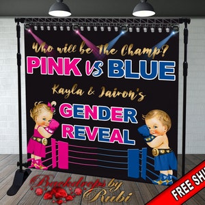 Boxing Gender Reveal Backdrop, Pink vs Blue Backdrop, Gender Reveal backdrop, Boy Or Girl, Gender Reveal Prince or Princess, Baby Boxer