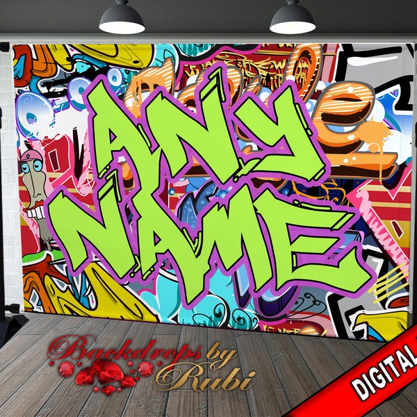 Graffiti Backdrop, Graffiti Banner, 80's 90's Hip Hop Rock Party Backdrop, Graffiti Theme Backdrop, 90s Party Studio Props, Hip Hop Banner