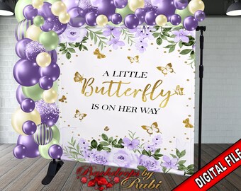 A Little Butterfly Backdrop, Butterfly banner, Baby Shower Backdrop, Butterfly, Butterfly Backdrop, A little butterfly is on the way