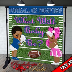 Baby Football  Backdrop,  Football Backdrop, Baby Shower Football Backdrop, Touchdown Football backdrop, Football or PomPoms Backdrop