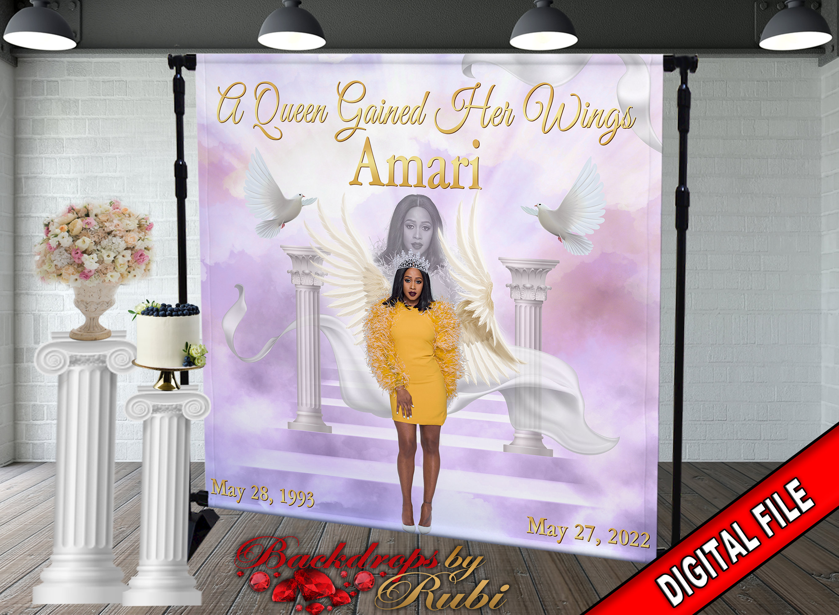 Memorial Backdrop, Funeral Backdrop, In Loving Memory backdrop, Memorial Banner, Happy Heavenly Birthday, Memorial Photo Backdrop, Memorial