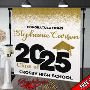 Graduation Backdrop, Sweet 16, Graduation Photo Booth, Class of 2025 Backdrop, Class of 2025 Step and Repeat, Graduation Senior Prom Banner