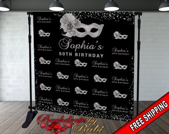 Masquerade Silver Backdrop, Masquerade step and repeat backdrop, 50 Shades Step and Repeat, Mardi gras step and repeat, Masquerade Banner
