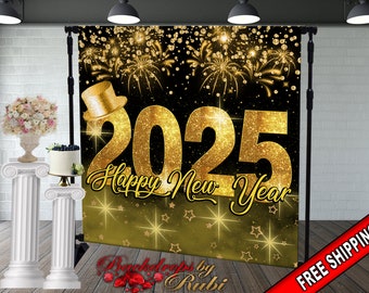 New Year&#39;s Step and Repeat Backdrop, New Year&#39;s Backdrop, New Year&#39;s Banner, 2025 Backdrop, 2025 Banner, New Years, Holiday Backdrops, 2025