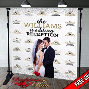 Wedding Step and Repeat Backdrop, Wedding Backdrop, Bridal Shower Backdrop, Wedding Photo Backdrop, Anniversary Backdrop, Engaged Backdrop