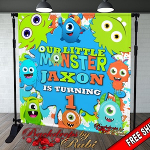 Little Monsters Backdrop, Little Monsters Banner, Little Monsters, Monsters Birthday, Monsters party, Little Monster Personalized Backdrop