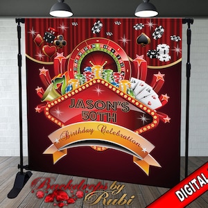 Casino Backdrop, Casino Banner, Casino Party Backdrop, Casino Birthday Party Background, Casino Step and Repeat, Casino Men&#39;s Backdrop