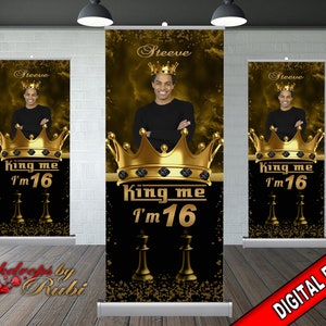 The King Men&#39;s Birthday  Retractable, The king Banner, The King Retractable Banner, The King Roll Up Banner, The King Retractable Banner