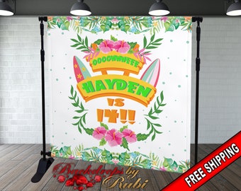 Hawaiian Backdrop, Aloha Luau Party, Hawaiian Luau Birthday Backdrop, Hawaiian Banner, Hawaiian Birthday Backdrop, Hawaiian Baby Shower