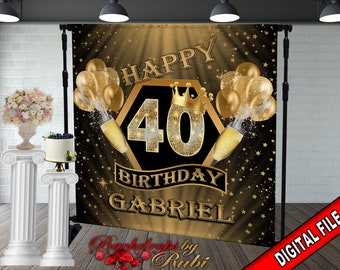 Birthday Backdrop, Men's Backdrop, Men's Birthday Backdrop, 30th Birthday, Men's 50th birthday Backdrop, 40th Birthday Backdrop, Men's Gold