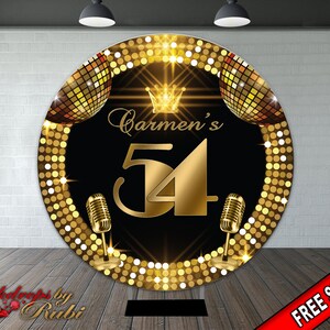 Studio 54 Round Backdrop, Studio 54 Backdrop, Studio 54 Birthday Backdrop, Studio 54 Banner, Round Birthday Banner, Round Disco Backdrop.