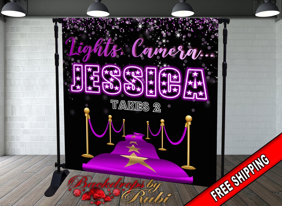 Hollywood Backdrop, Hollywood Banner, Hollywood Birthday Backdrop, Red