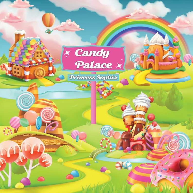 Candy Land Backdrop Candy Land Banner Candy Party Backdrop Etsy