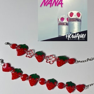 Nana Anime Inspired Strawberry Bracelets | Strawberry Shrinky Dink Bracelet | Handmade Shrink Plastic Bracelet