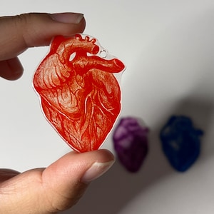 Anatomical Heart Guitar Pick | Shrinky Dink Keychain | Handmade Shrink Plastic Charms