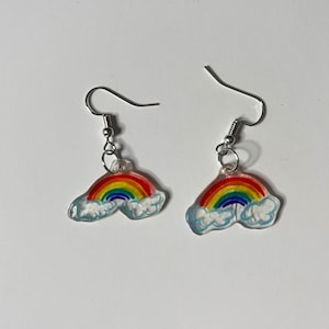 Pride Earrings | Rainbow Shrinky Dink Earrings | Handmade Shrink Plastic Earrings