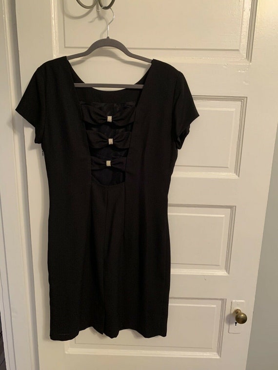 Vintage Datiani Black Cocktail Dress Deep V Back C