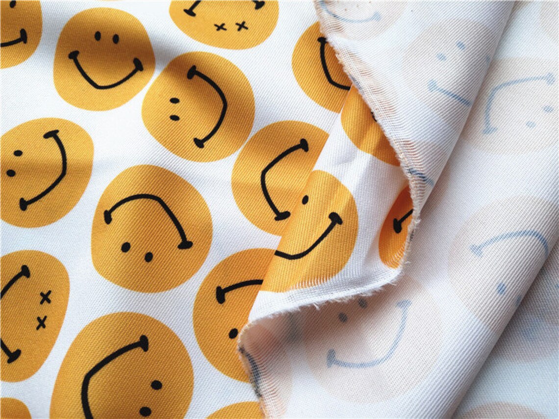 Smiley Face Fabric Polyester Twill Fabric DIY FabricBy The Etsy
