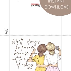 Printable Best Friend's Birthday Card Instant Download | Etsy