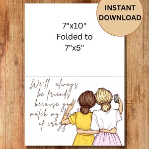 Printable Best Friend's Birthday Card Instant Download - Etsy