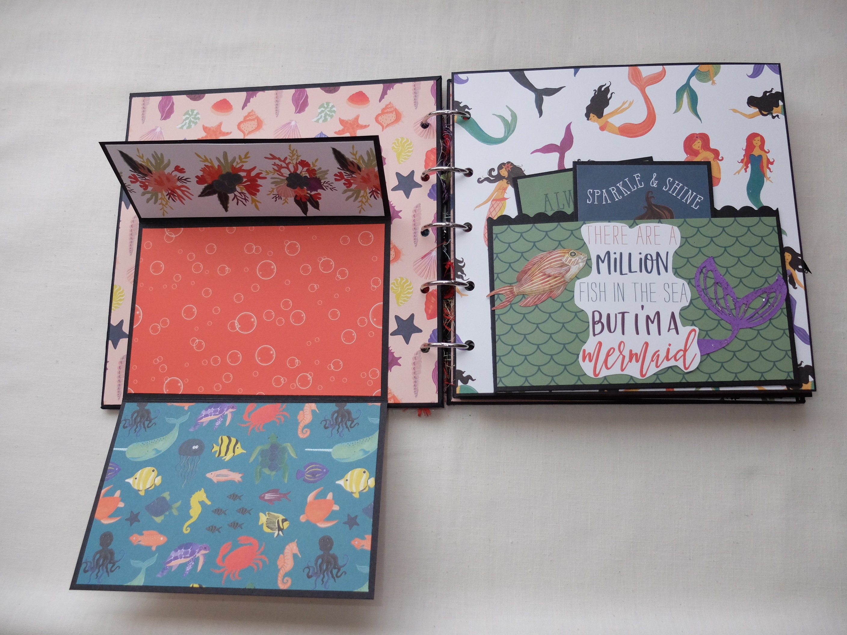 Mini Album, Handmade, Premade Scrapbook, Photo Album, Mermaid, Memory