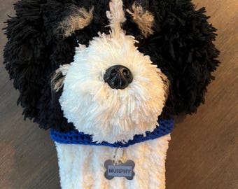 Handmade Crochet Dog Golf Headcover for Custom Driver Cover ,Unique Golf Gift for Men ,Pet Lover Golf Accessories
