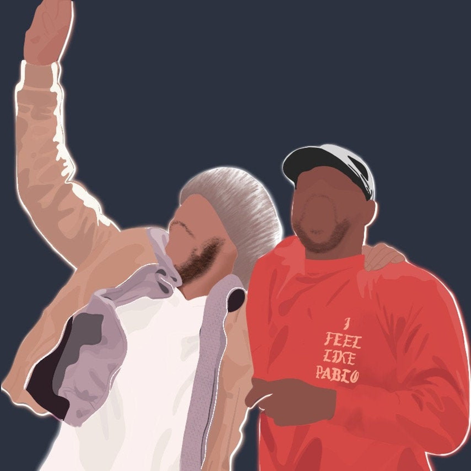 Kanye West Kid Cudi Illustration Etsy UK