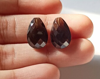 Smokey Quartz Gemstone Briolette Gemstone 15x14 MM 5 Pcs #4320 Natural Smokey Quartz Both Side Rose Cut Fancy Shape Briolette