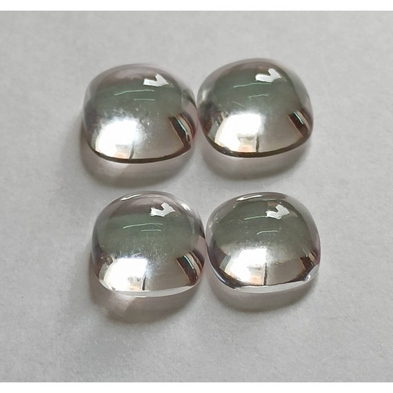 Natural Rock Crystal Cushion Gemstone Pair: 13mm & 12mm