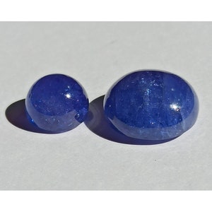 Natural Blue Tanzanite Round Cabochons: 20mm & 13.5mm Loose Gemstone